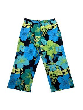 Vtg Rebecca Jones Crop Wide Leg Tropical Floral Pants Resort Retro Mod Size 1X